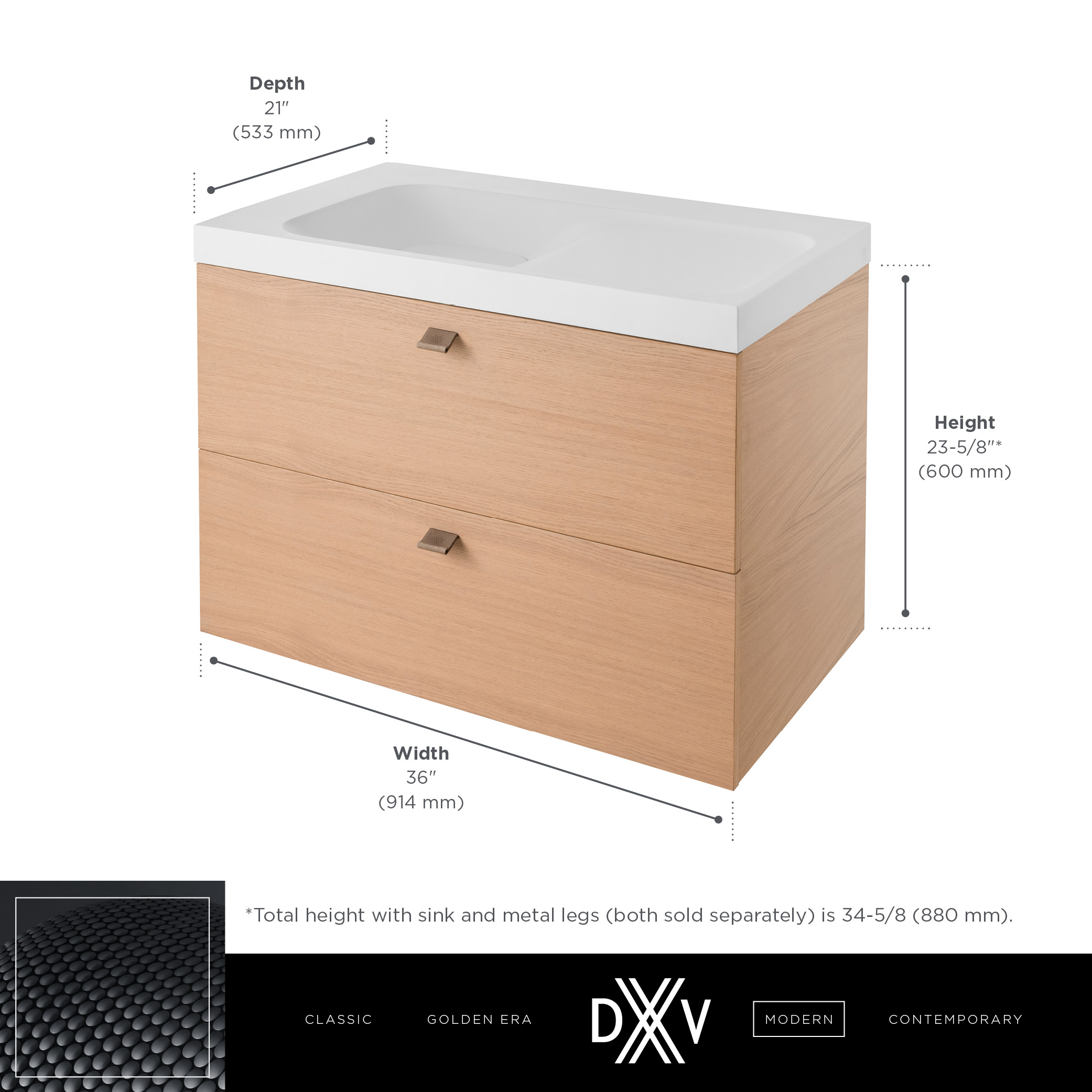DXV MODULUS 36-INCH TWO-DRAWER SINGLE VANITY ONLY 